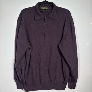 Vintage Principe Wool Polo Sweater Mens XXLarge Purple Extra Fine Merino